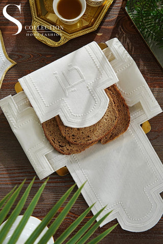 Graceful Design Bread Basket Napkin - Waterproof Fabric - Off White Embroidered
