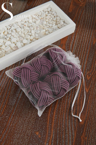 طقم حلقات مناديل سفرة - صناعة يدوية - اللون برقوقي