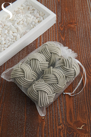 طقم حلقات مناديل سفرة - صناعة يدوية - اللون أخضر رملي