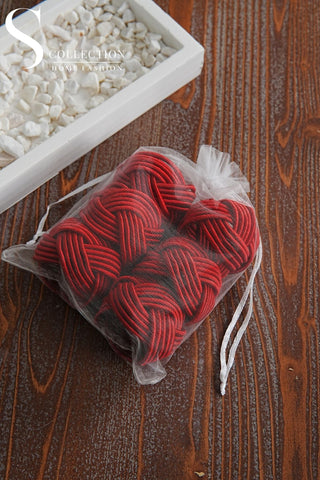 طقم حلقات مناديل سفرة أنيق - صناعة يدوية - اللون عنابى