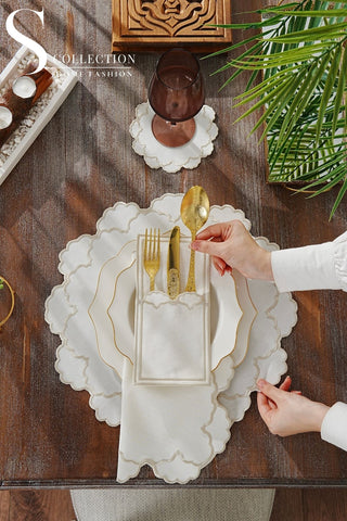 Olivia Stone Design Placemat Set - Waterproof Fabric - 6 Persons - 24 Pcs. Full Set