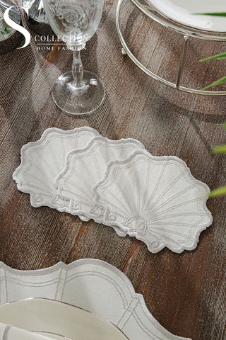 Marine Silver Design Placemat Set - Waterproof Fabric - 6 Persons - 24 Pcs. Full Set