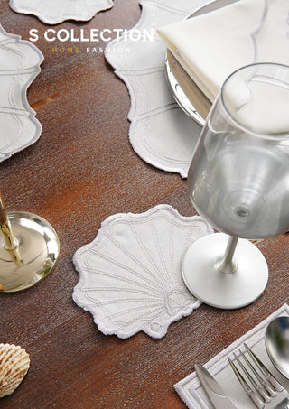 Marine Silver Design Placemat Set - Waterproof Fabric - 6 Persons - 24 Pcs. Full Set