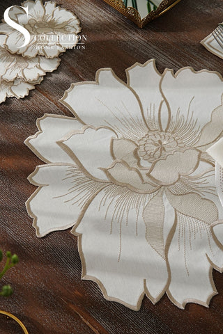 Eloise Cappuccino Design Placemat Set - Waterproof Fabric - 6 Persons - 24 Pcs. Full Set