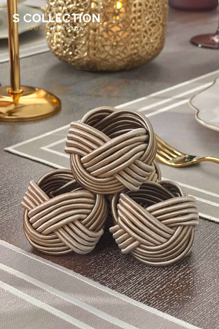 طقم مفارش أطباق سفرة مطرز - تصميم صحة وعافية - قماش لون بنى فاتح (كابتشينو) - مقاوم للماء - ٦ اشخاص - ١٨ قطعة 