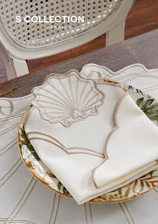 Marine Cappuccino Design Placemat Set - Waterproof Fabric - 6 Persons - 24 Pcs. Full Set