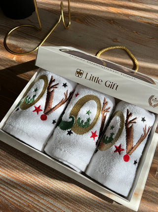 Christmas Love Design Gift Towel Set - Colourful Embroidered