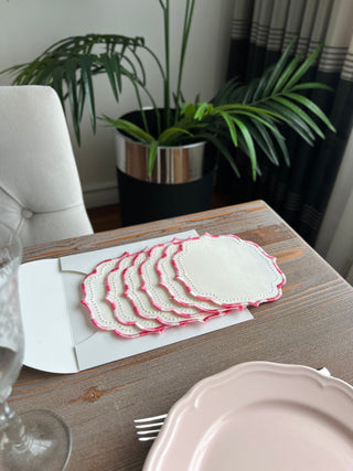 طقم قواعد اكواب ( كوستر ) - تصميم زيبرا  - قماش مقاوم للماء - تطريز زهرى