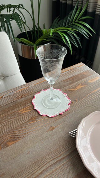 طقم قواعد اكواب ( كوستر ) - تصميم زيبرا  - قماش مقاوم للماء - تطريز زهرى