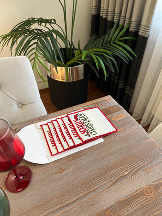 Christmas Design Merry Cocktail Napkin - 6 Persons - Waterproof Fabric